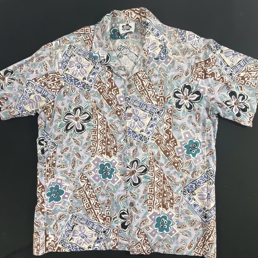 Hilo Hattie Men's Casual Button Down Shirt - Blue and Brown